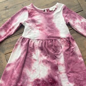 Charming Kids Tie-Dye Dress in Pink and White